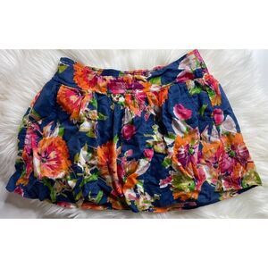 Aeropostale Women's Size Small Skirt Floral Mini Blue Pockets Elastic Waist